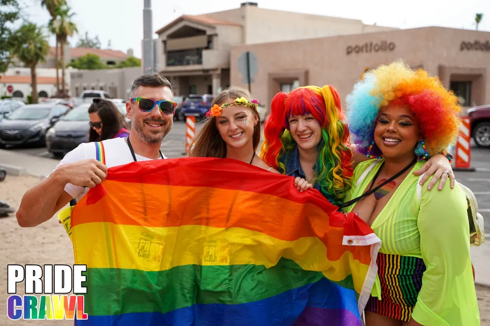Crawlers celebrating at The Pride Bar Crawl