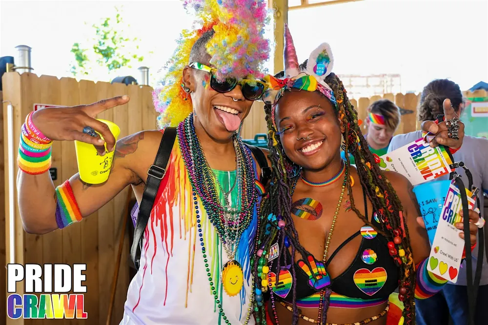 Pride Bar Crawl crowd having fun at a crawl venue