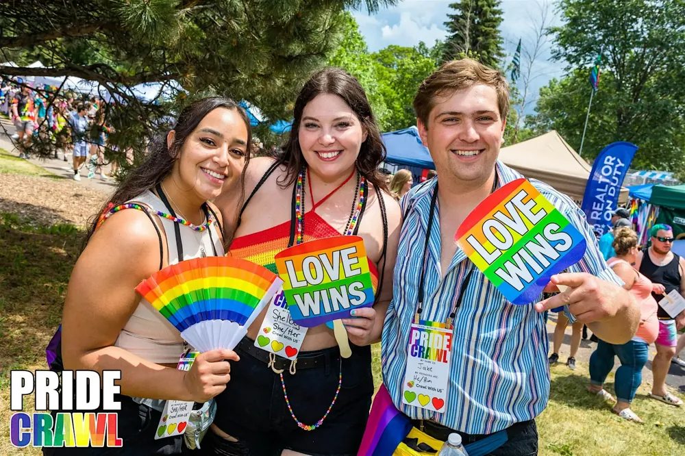 Group photo at a participating venue during Pride